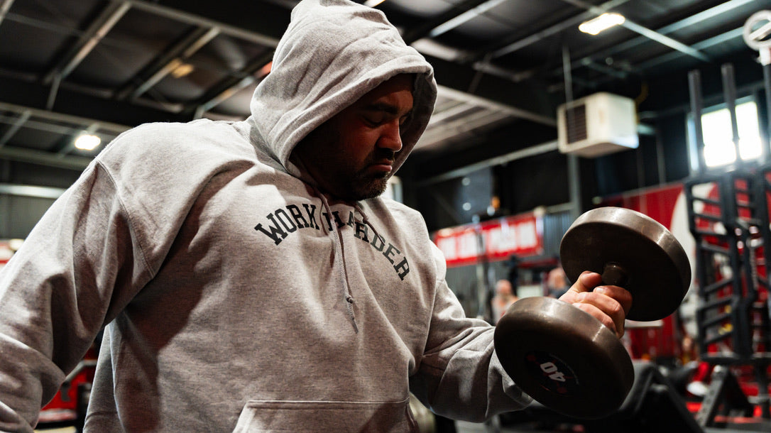 elitefts curls with work harder hood