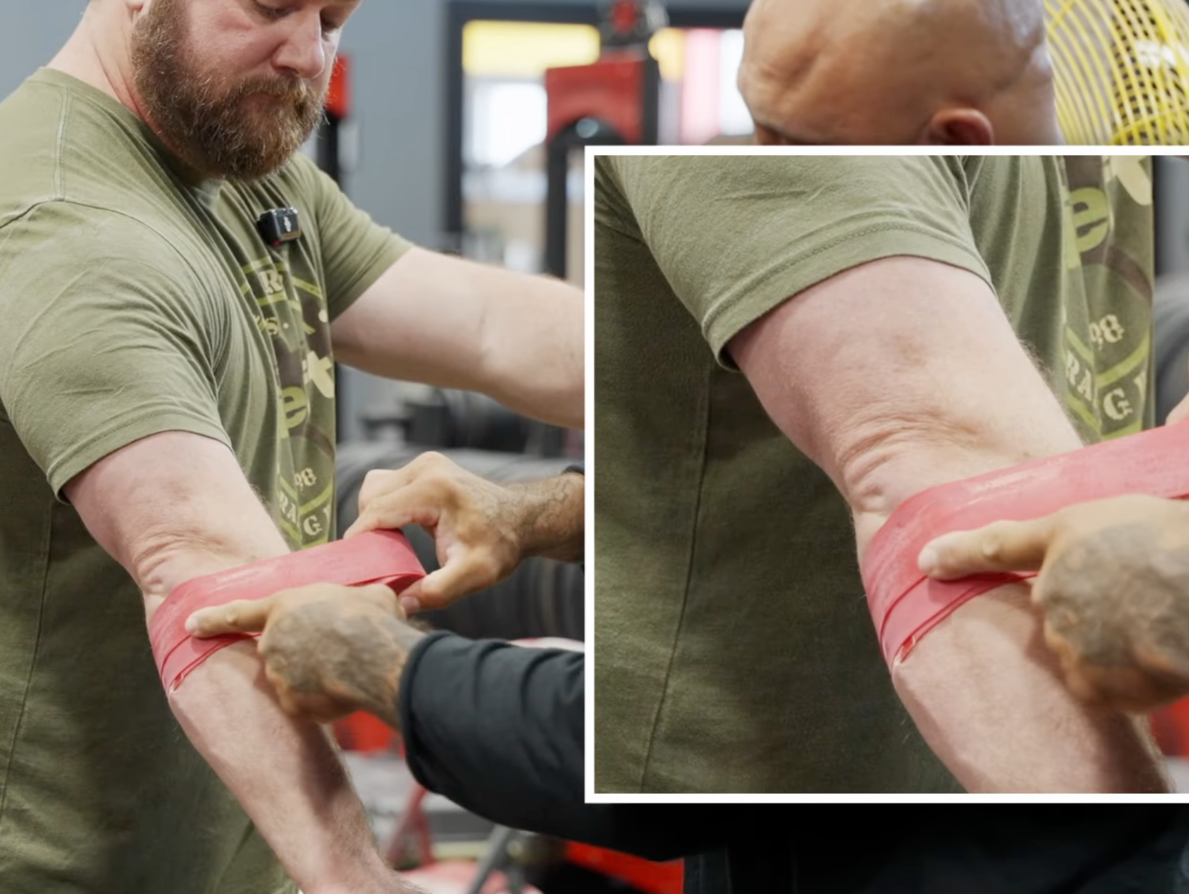 Floss Band Image being Applied to elbow