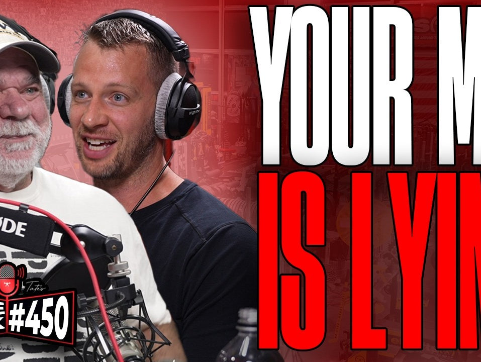 Dave Tate and Justin Farnsworth wearing headphones in the official Table Talk 450 thumbnail