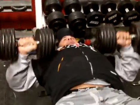 Dumbbell Bench Press - 2 half reps + a full rep w/ rotation