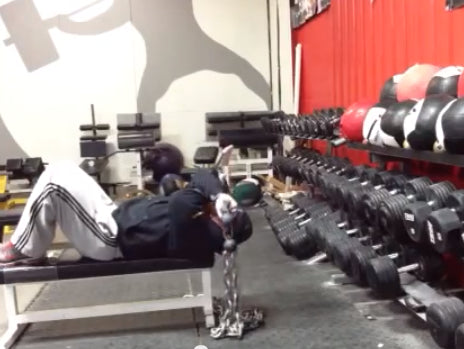 One Arm Lying Tricep Extension with Muscle Mace & Chains