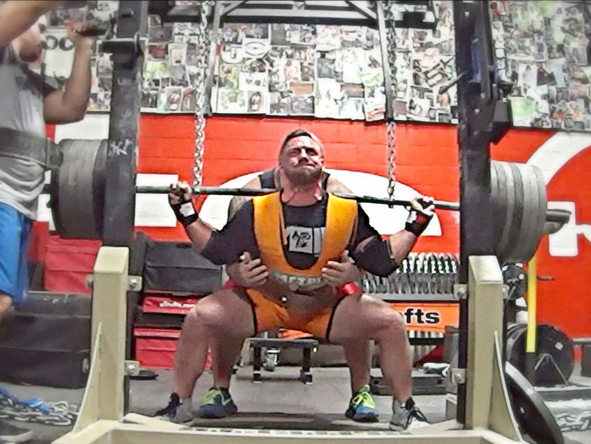 Rough Day Squatting / Squats into Chains up to 690lbs (Video)