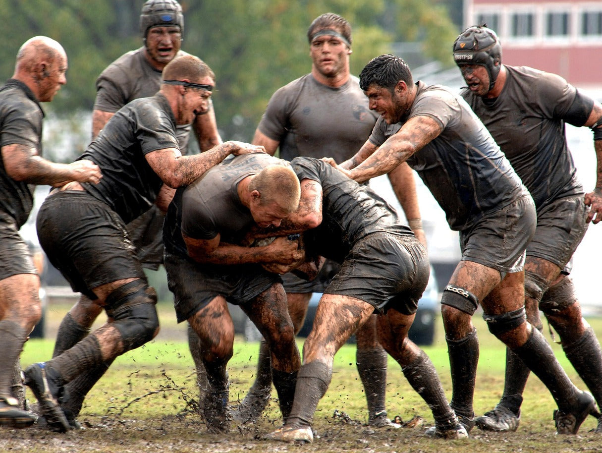 Rugby Players in scrub