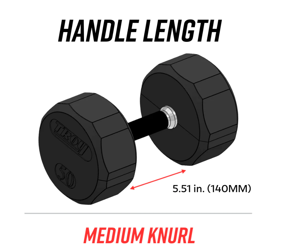 12 Sided Rubber Dumbbell length