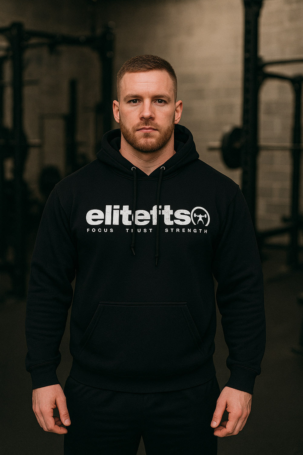 elitefts Tagline White Hoodie black-all-groups