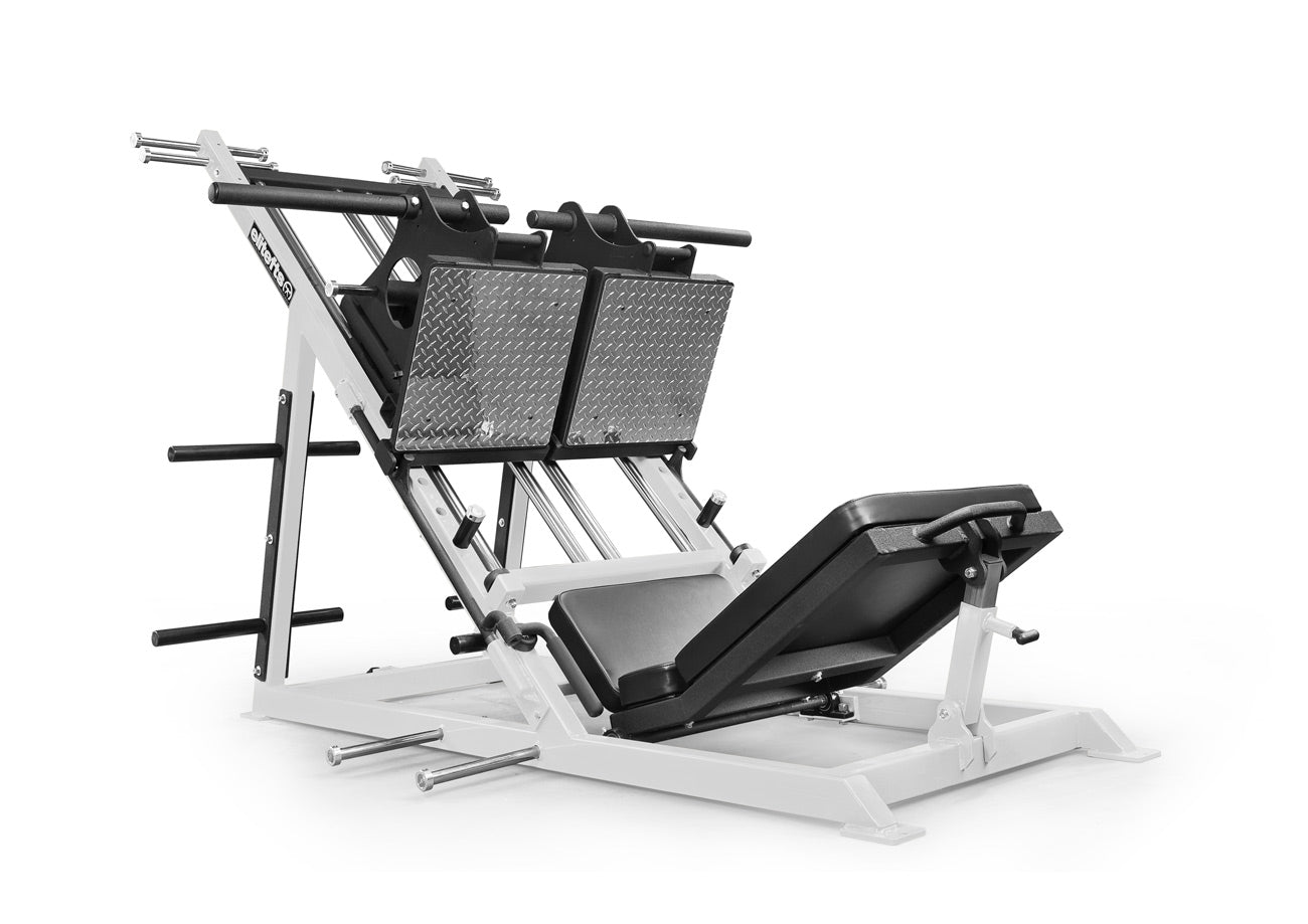 Black and white exercise machine on a white background