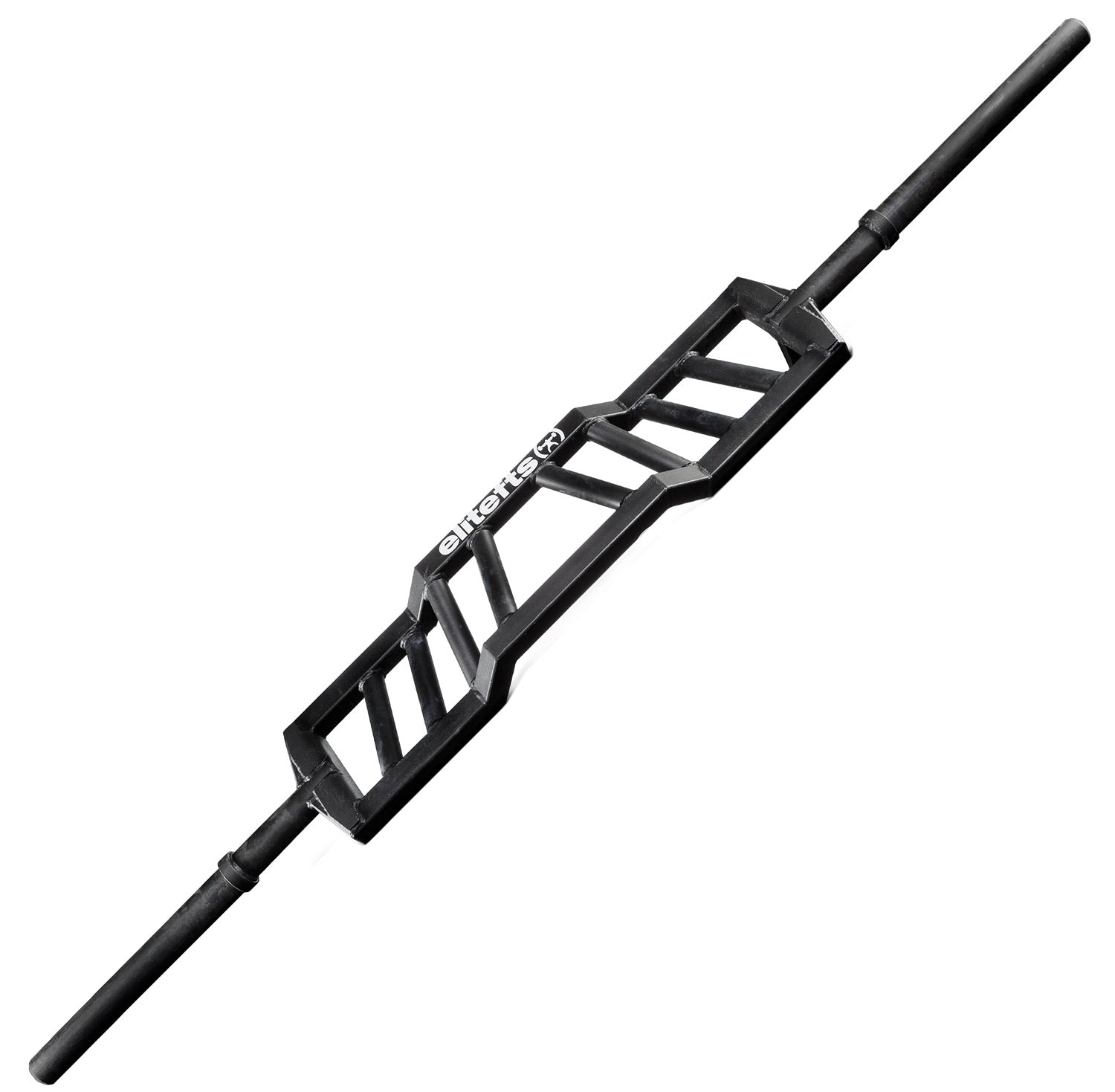 A black steel front-weight barbell with a wide, open-frame central section and visible 'BICG123' branding, shown diagonally on a plain white background.