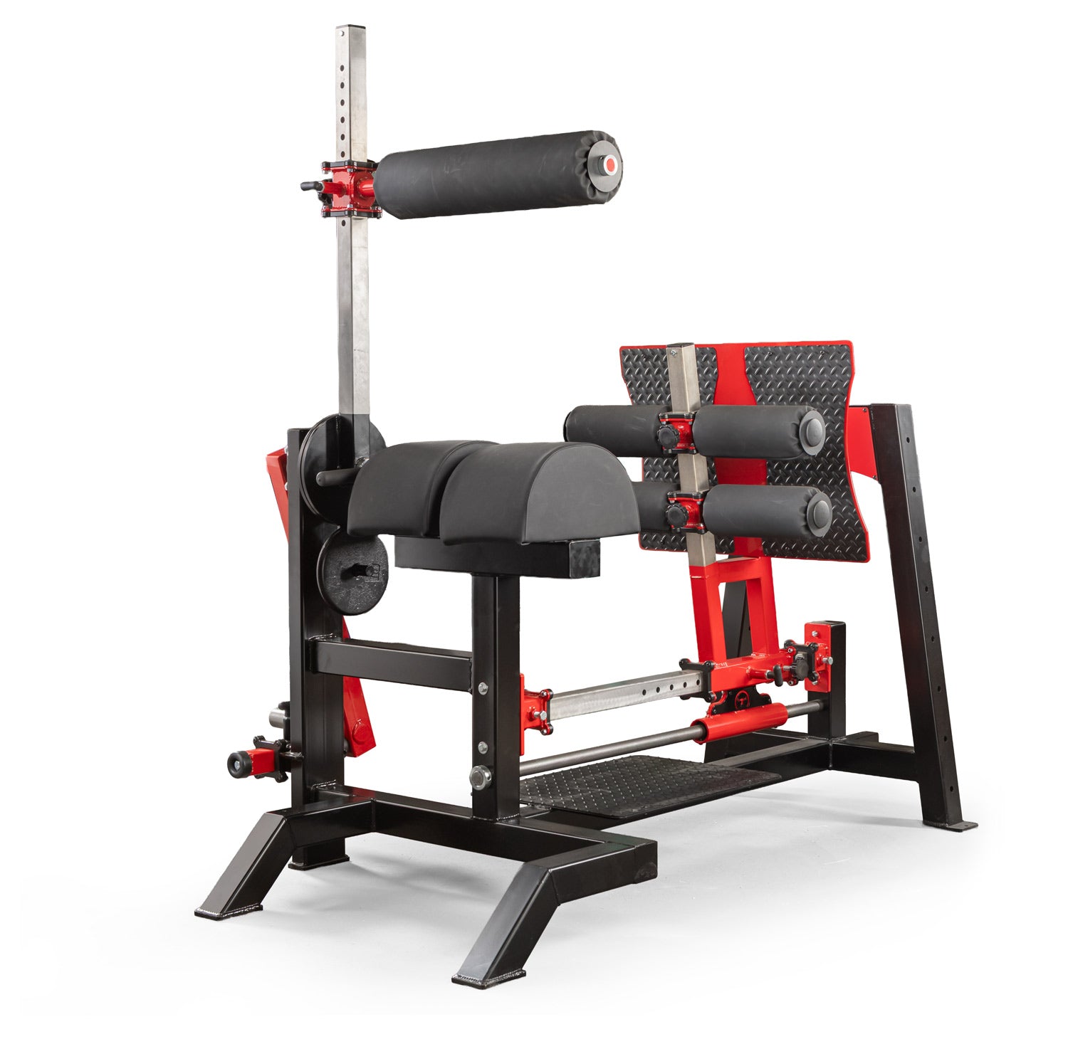 Black and red weightlifting machine on a white background