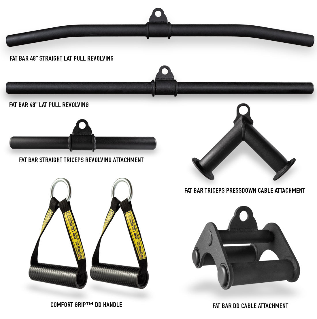 Fat Bar Attachment Pack - Versatile Cable Machine Attachments | EliteFTS