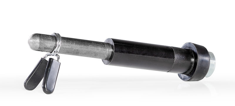 Metallic tool with a handle and two attachments on a white background