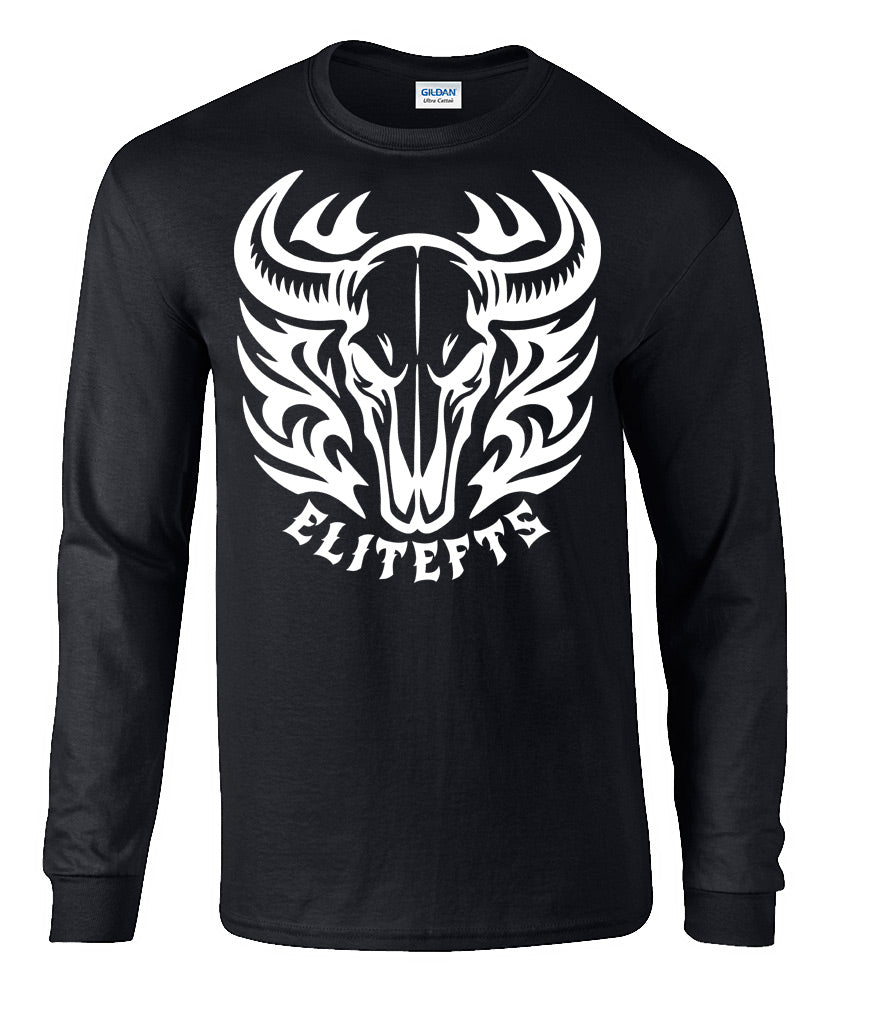 elitefts Bull Skull Long Sleeve T-Shirt black