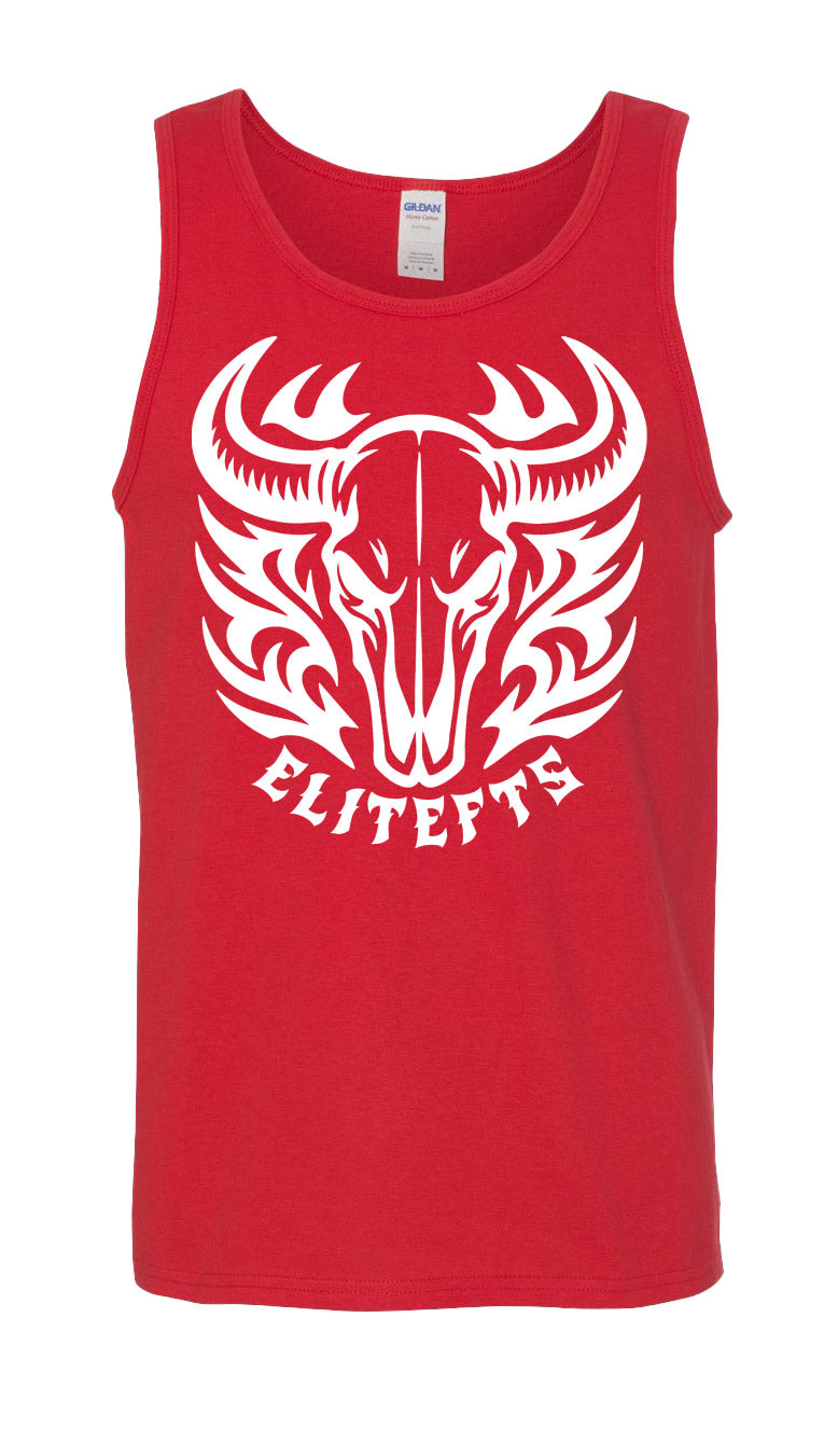 elitefts Bull Skull Tank Top red