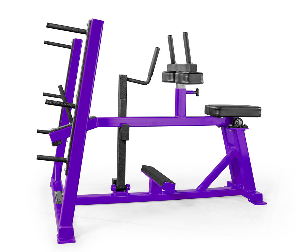 Purple weightlifting machine on a white background