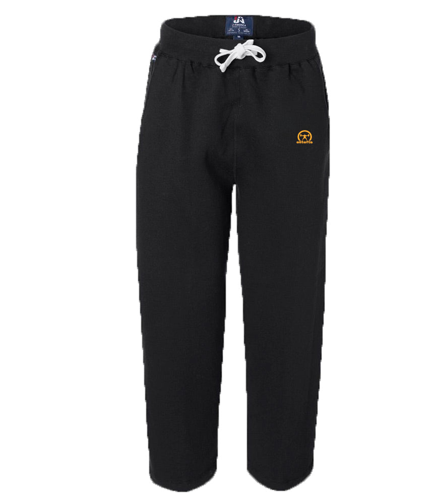 elitefts Crescent Gold Small Open Bottom Sweatpants black