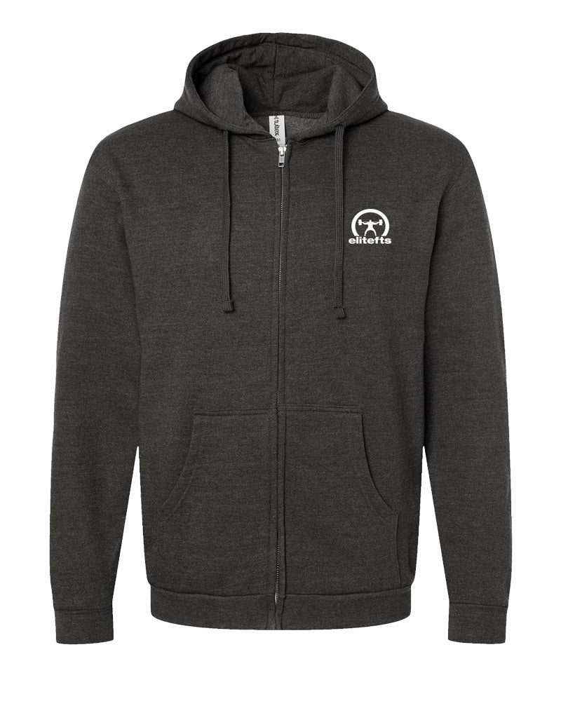 elitefts Crescent White 3x3 Full Zip Hoodie black