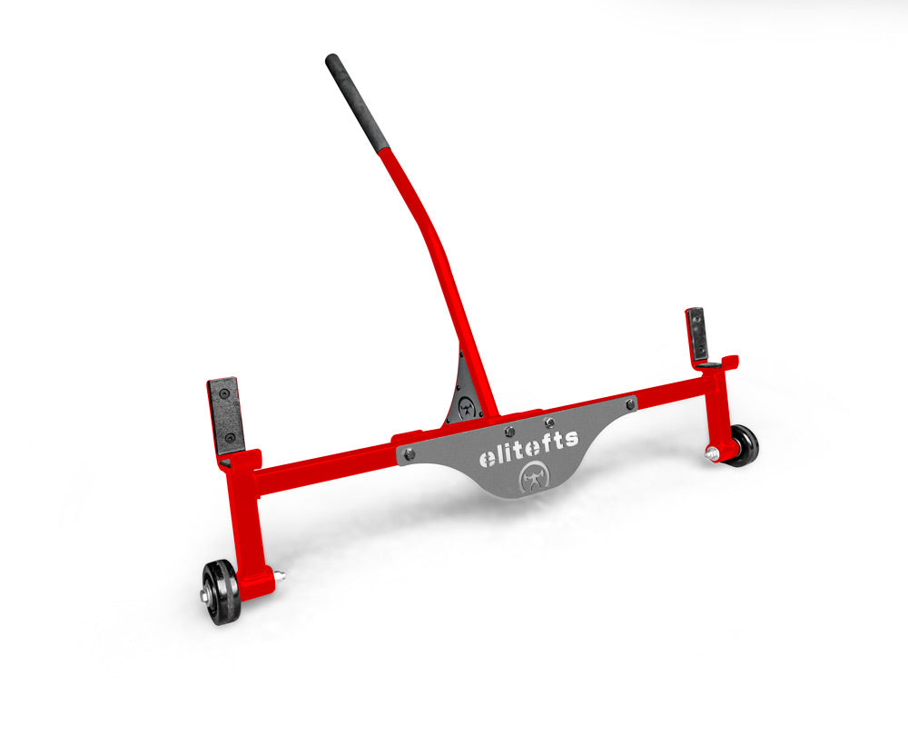 Red and gray weightlifting on a white background