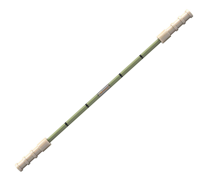 A light green telescopic pole with cream-colored plastic connectors and black measurement markings, shown diagonally on a plain white background.