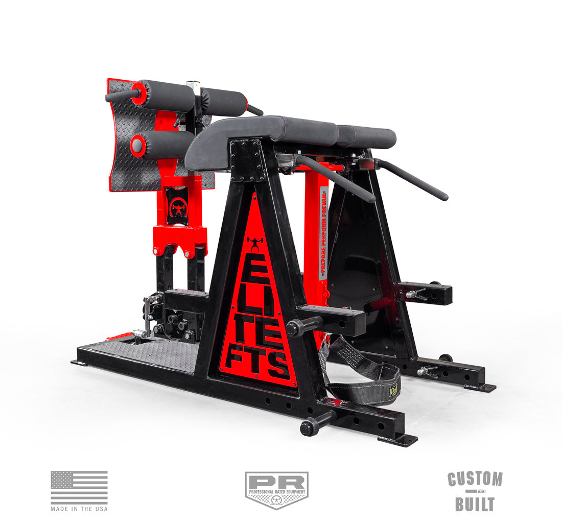 Gym machine with 'Elite FTS' branding on a white background