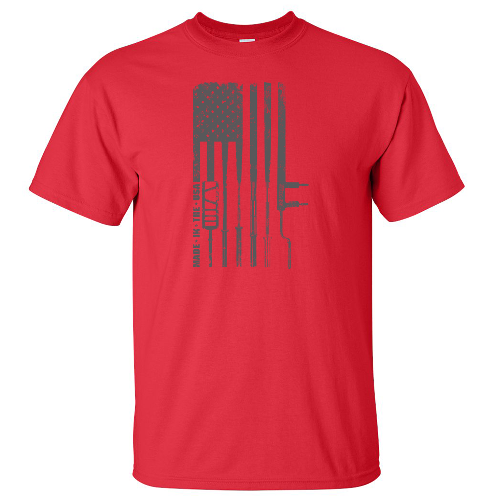 picture of elitefts Flag Barbell T-Shirt Red