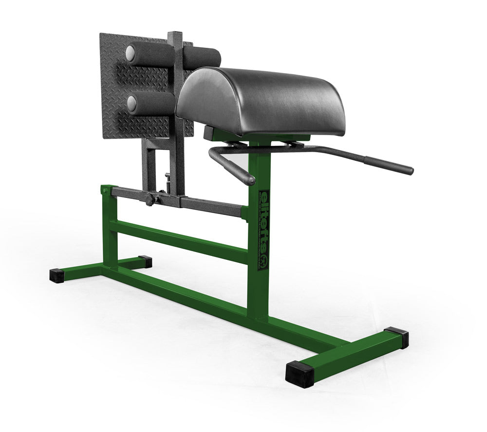 Green and black weightlifting machine on a white background