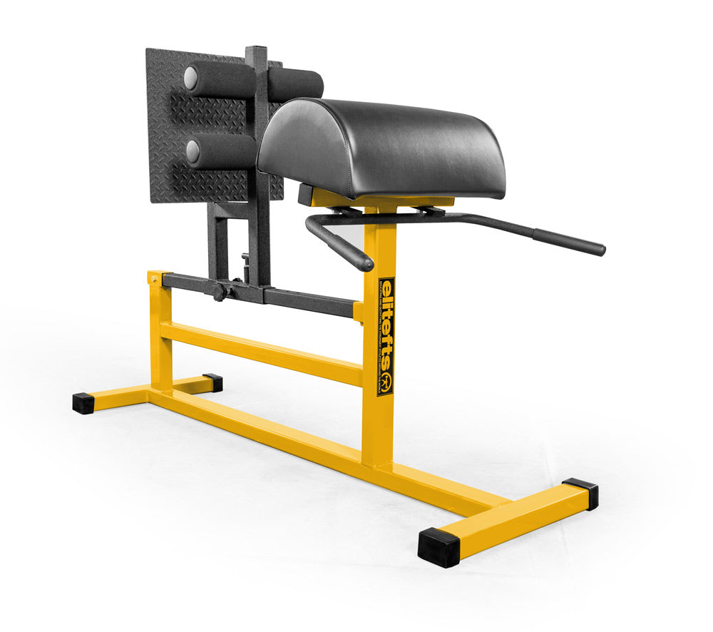 Yellow and black gym machine on a white background