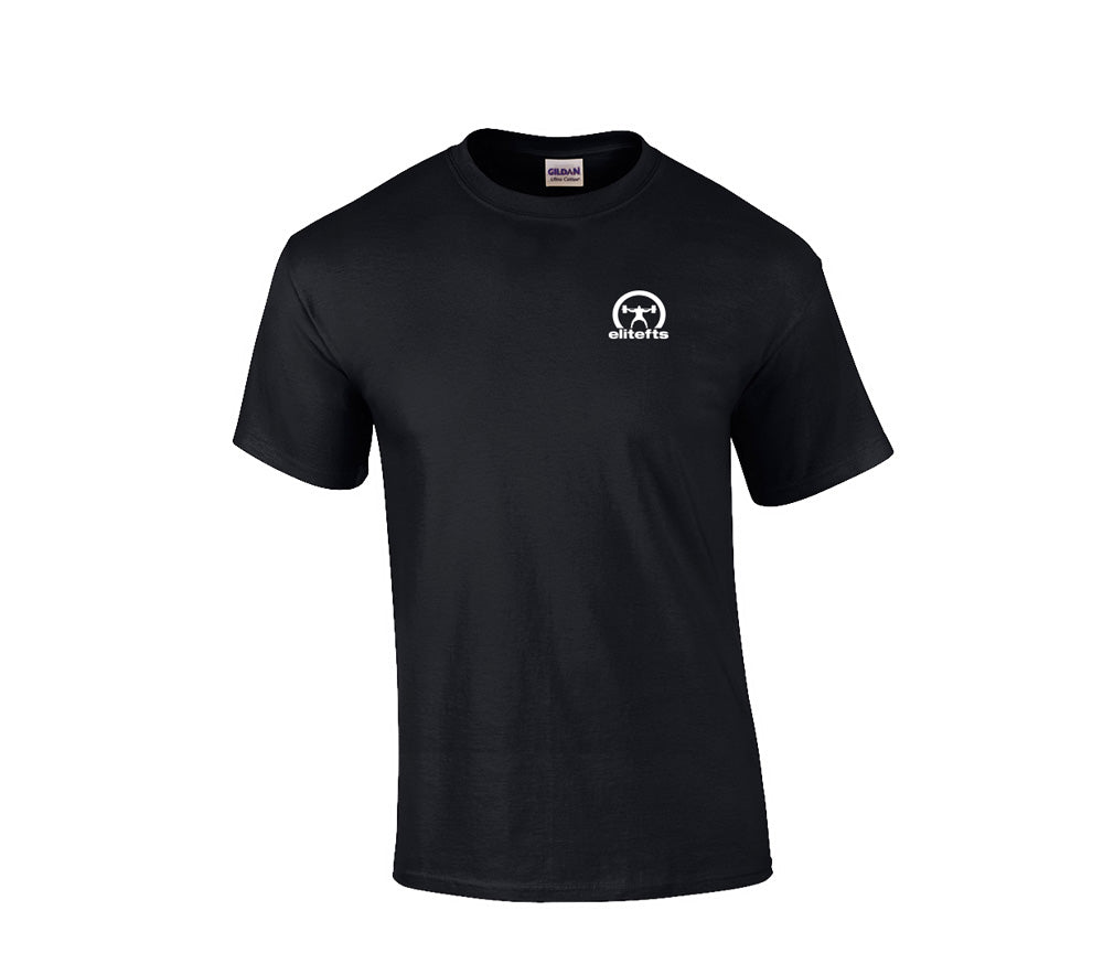 elitefts crescent white small tee black