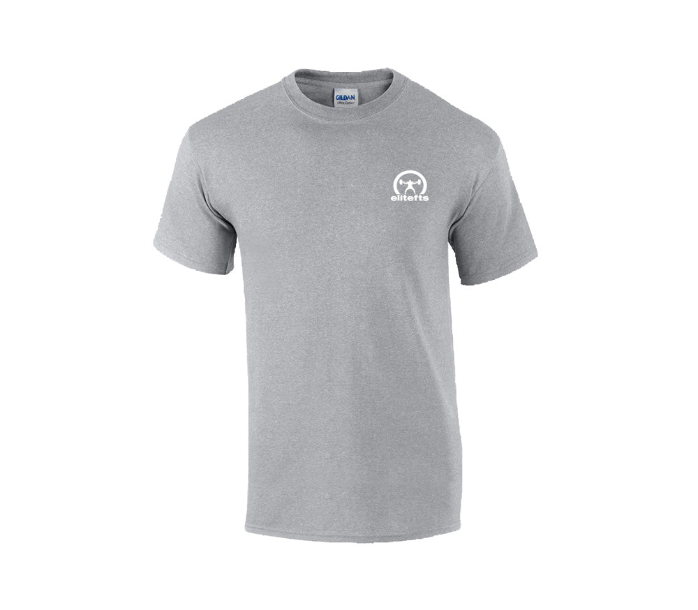 elitefts crescent white small tee grey
