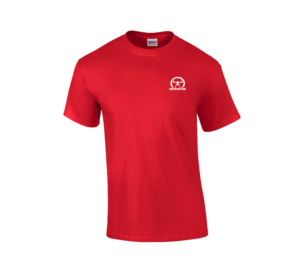 elitefts crescent white small tee red