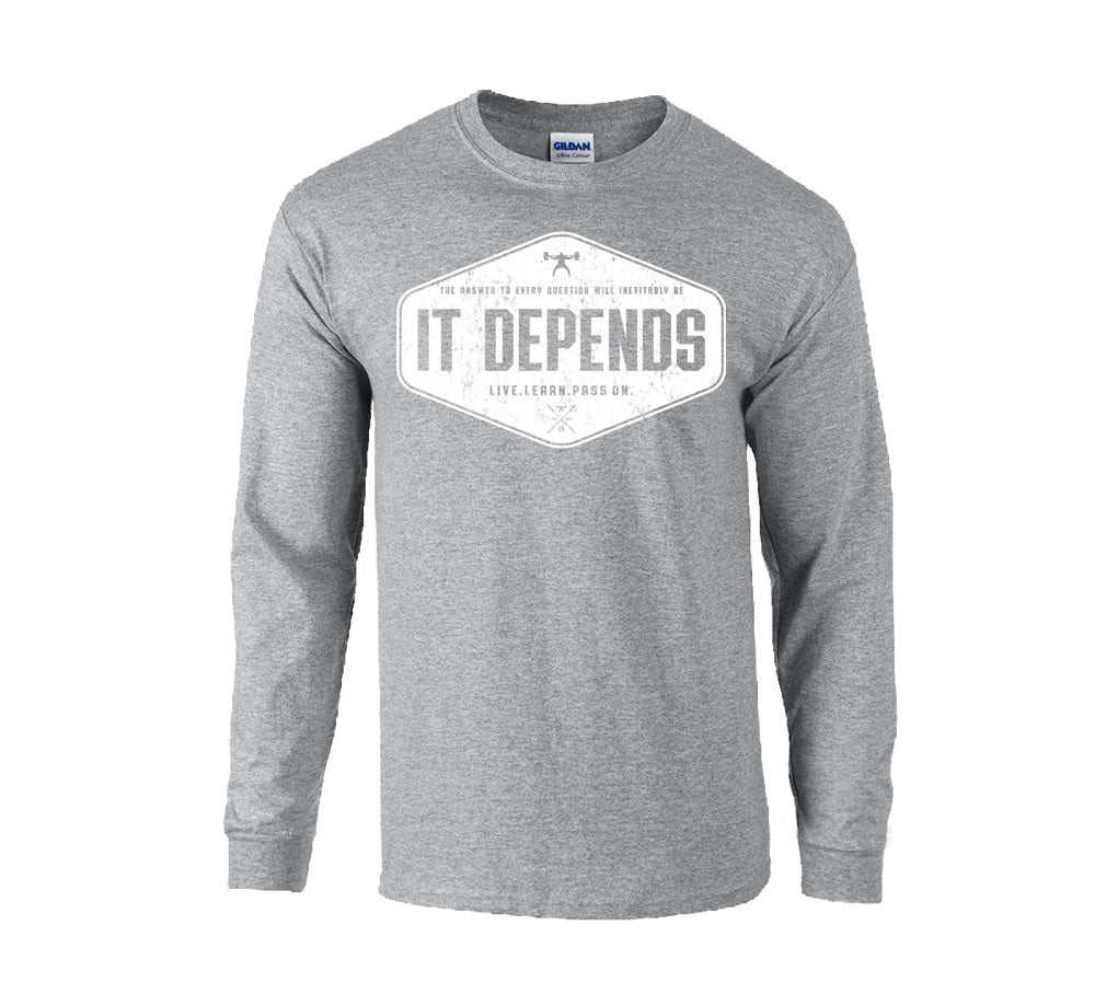 elitefts It Depends Long Sleeve T-Shirt grey