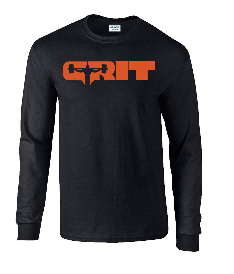 picture of elitefts Grit Orange Long Sleeve T-Shirt black