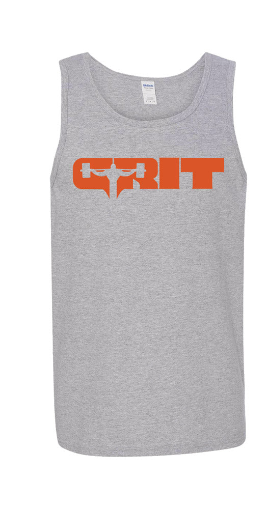 elitefts Grit Orange Tank Top grey