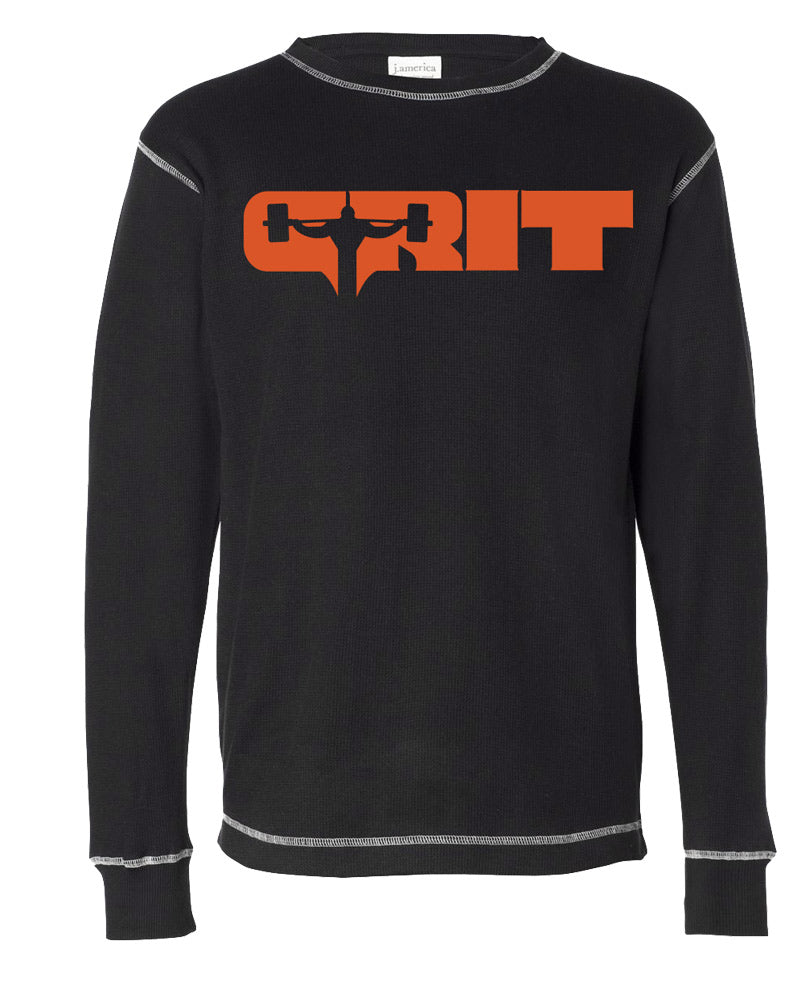 elitefts Grit Orange Thermal Long Sleeve Shirt black