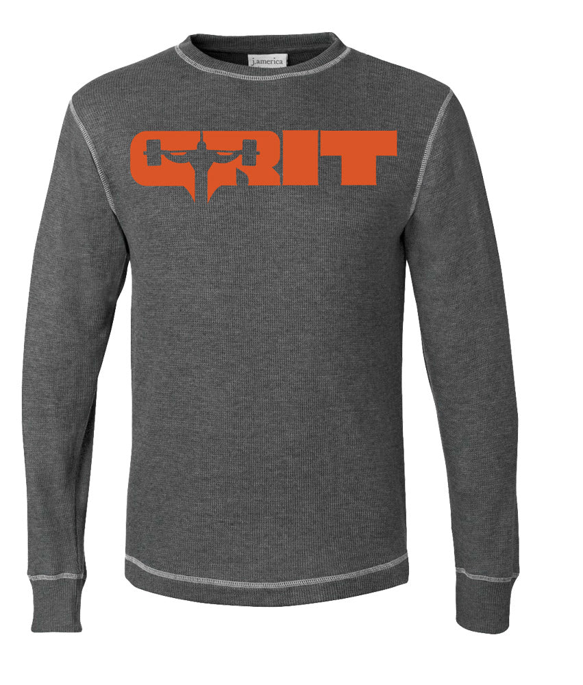 elitefts Grit Orange Thermal Long Sleeve Shirt grey
