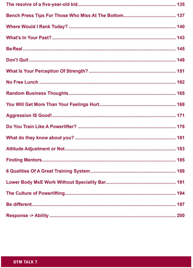 Teachings and Tips From A Tore Up Gym Rat Table of contents page 2