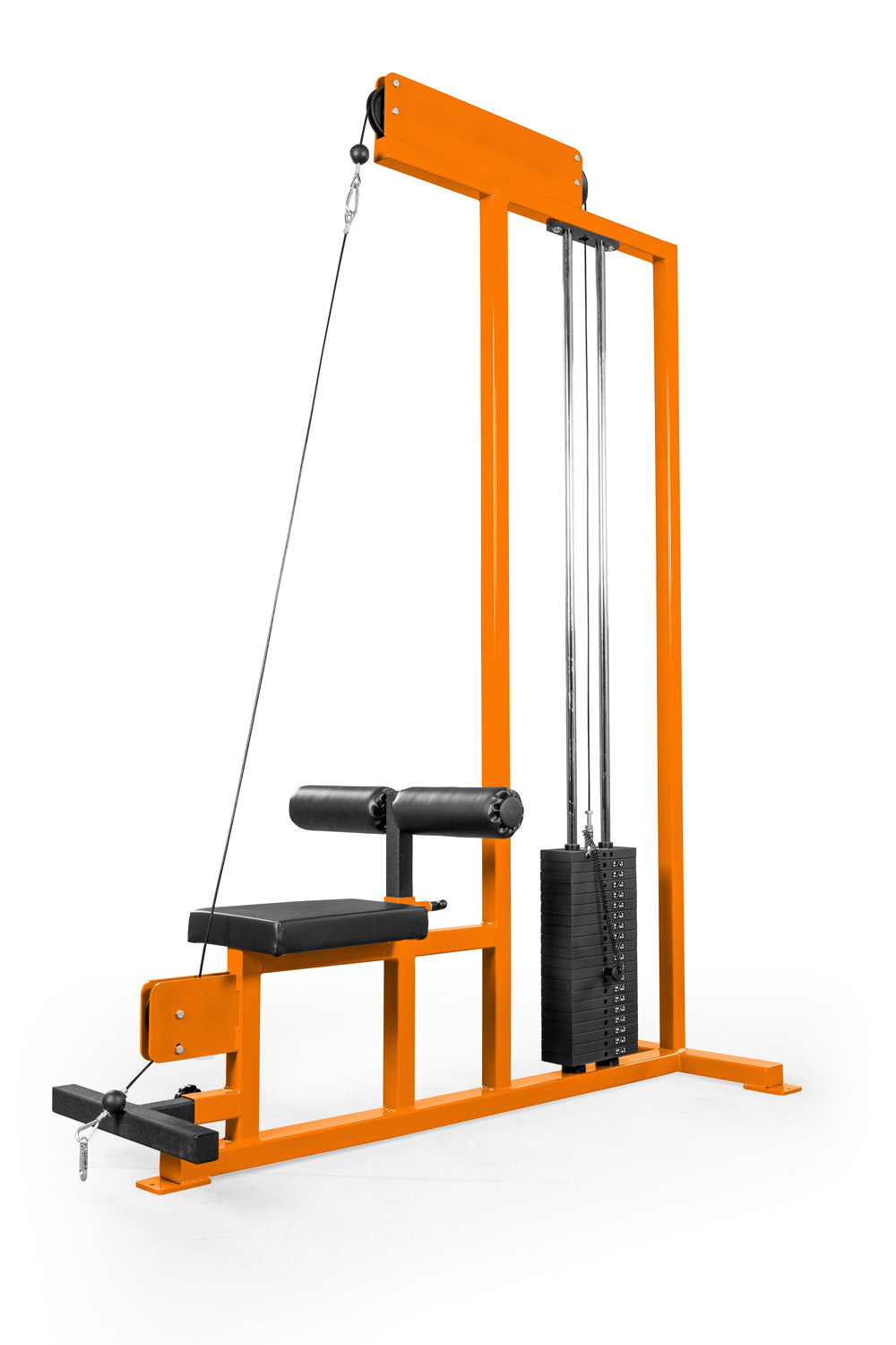Orange cable machine gym equipment on a white background
