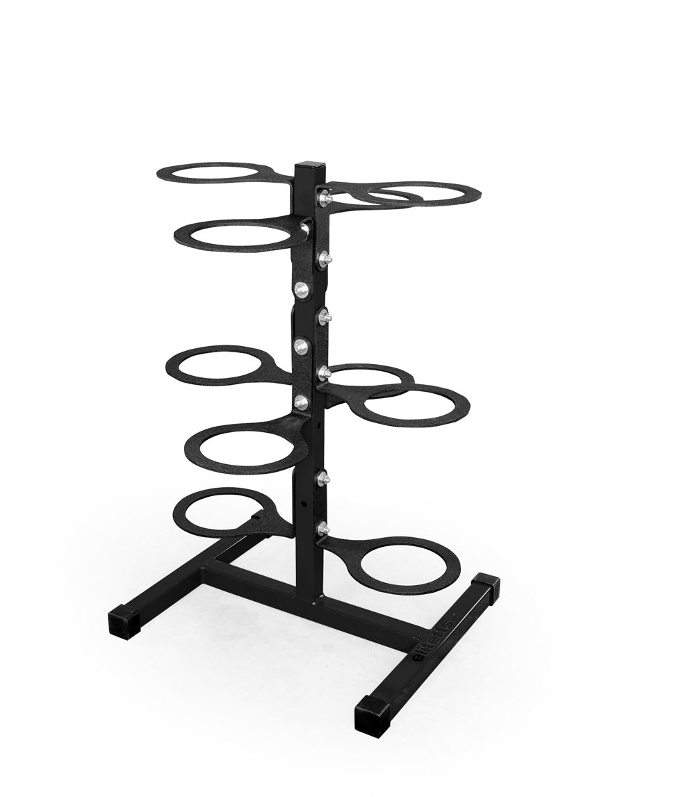 Black metal ring stand on a white background