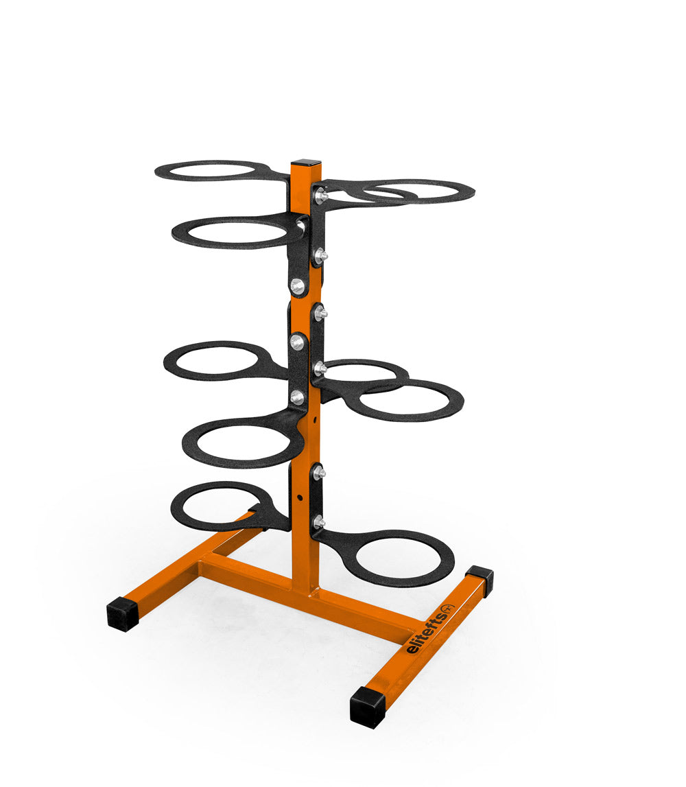 Orange and black archery ring stand on a white background
