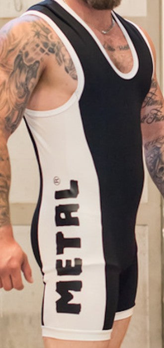picture of a person wearing Metal 2 Color Slim Fit Singlet black white