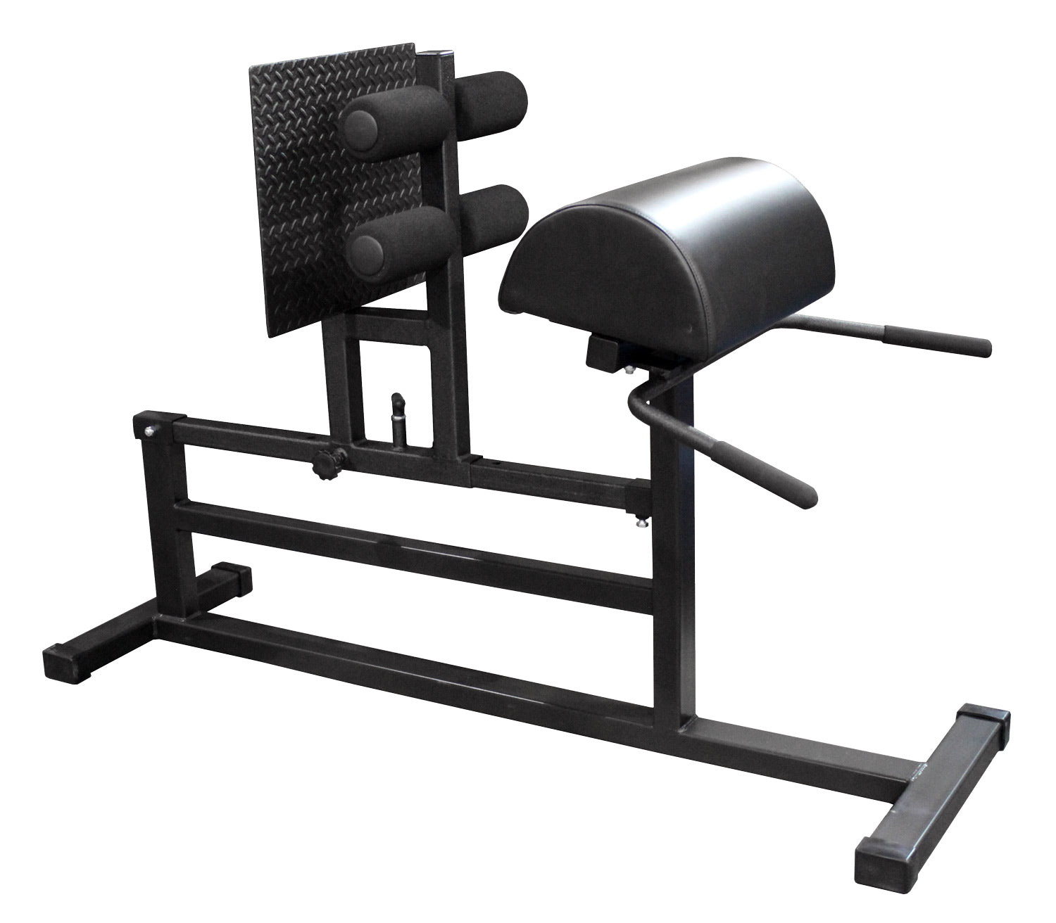 Black exercise machine on a white background
