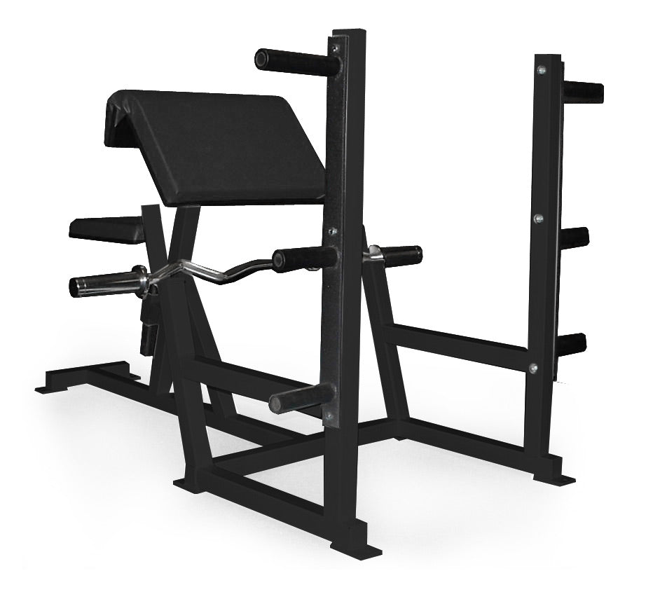 Black weight lifting bench on a white background