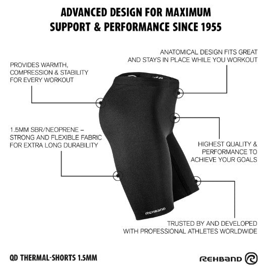 Rehband QD Thermal Shorts Black chart