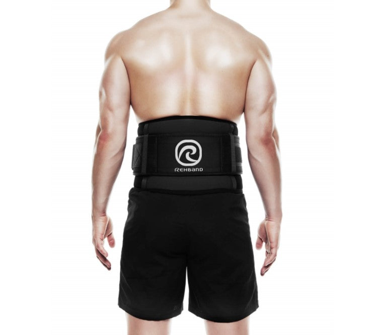 picture of 7mm x-rx back support rehband being worn