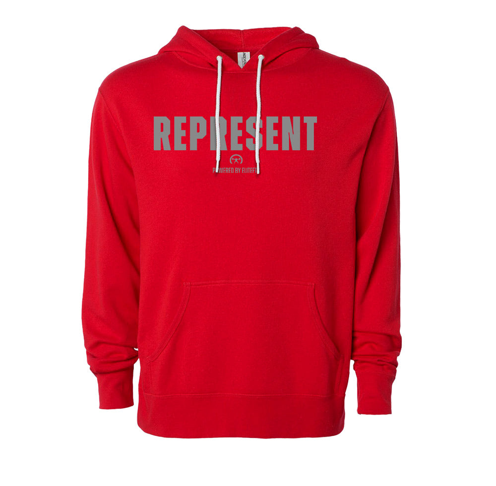 elitefts represent lightweight hoodie red