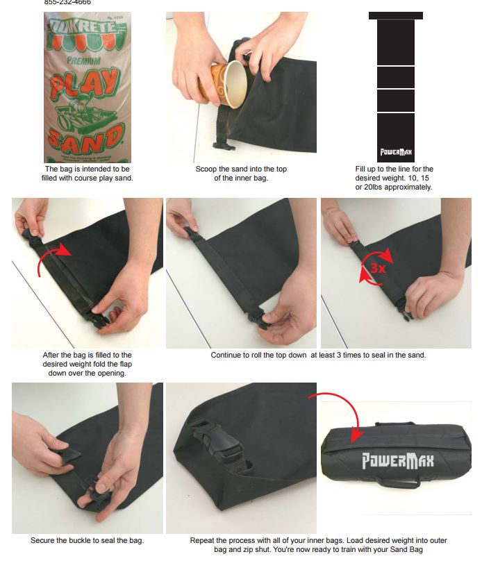 picture on instructions how to use inner sand bag
