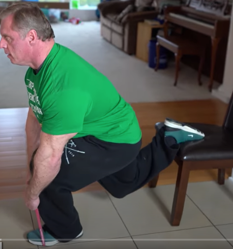 using the short mini band for 1 legged squats