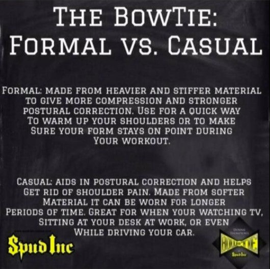 Spud Bowtie Formal vs casual chart