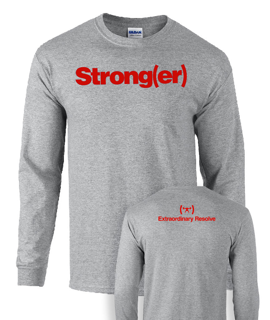 elitefts Stronger Red Long Sleeve T-Shirt grey