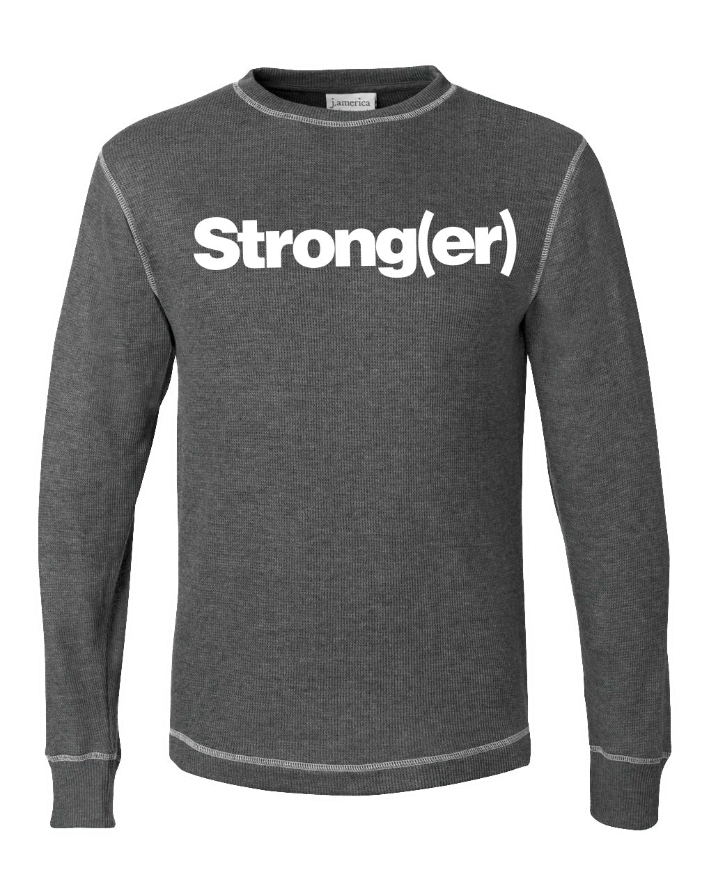 elitefts Strong(er) White Thermal Long Sleeve Shirt grey