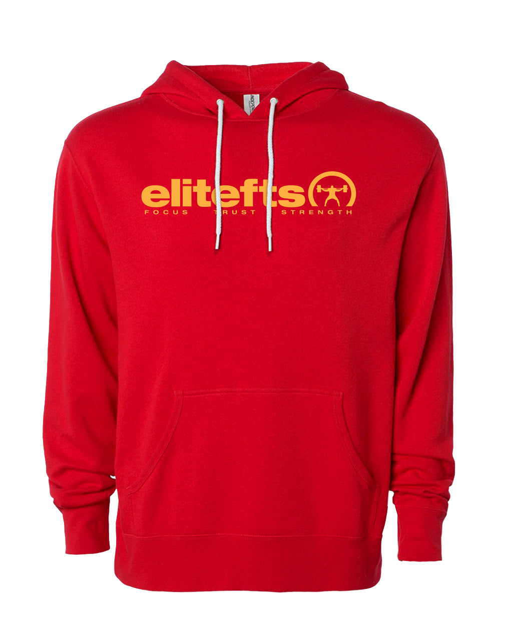 elitefts Tagline Gold Lightweight Hoodie red