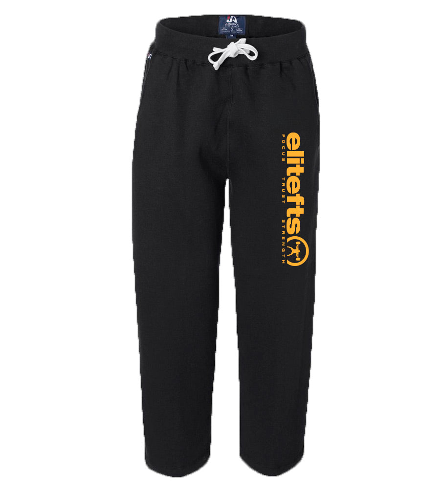 elitefts Tagline Gold Open Bottom Sweatpants black